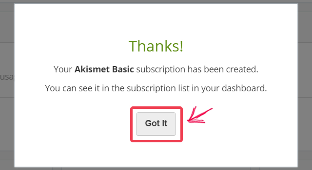 akismetの設定画面